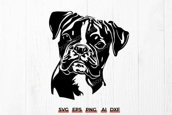 Boxer Dog Head Silhouette SVG Cut File
