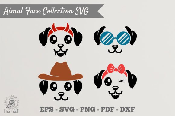 Cute Dog Face Collection SVG