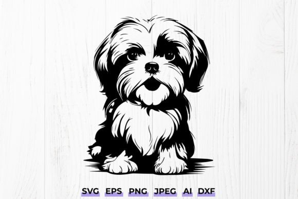 Cute Shih Tzu Dog Silhouette Pet Svg