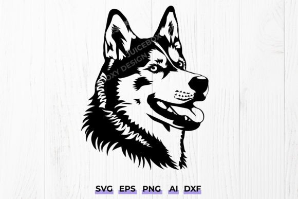 Cute Siberian Husky Dog Pet Portrait Svg