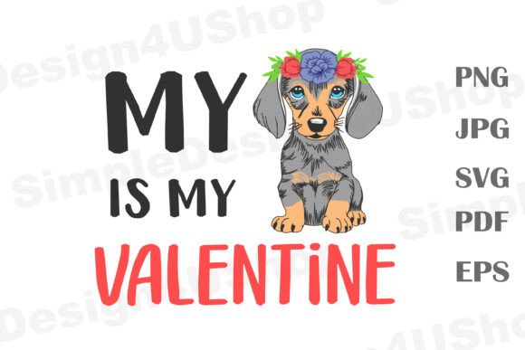 Dachshund Valentine SVG, PNG Dog Lover