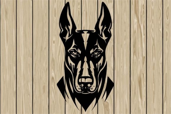Doberman Dog Head Stencil SVG