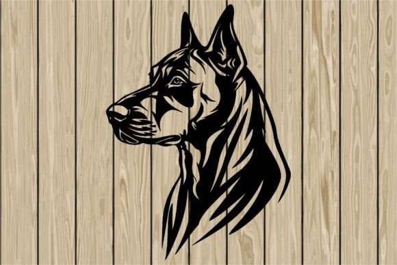 Dobermann Dog Head Stencil SVG