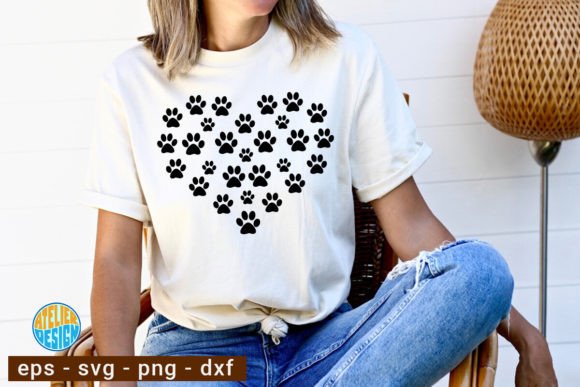 Dog Paws Heart Svg Tshirt