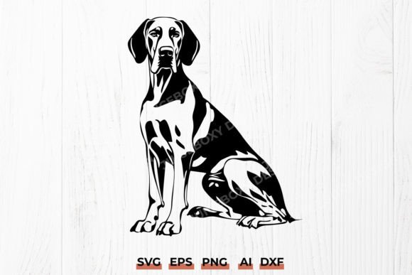 Great Dane Dog Sitting Silhouette SVG