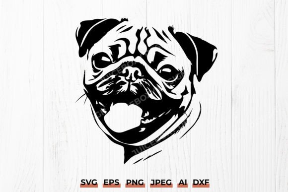 Happy Pug Face SVG Design