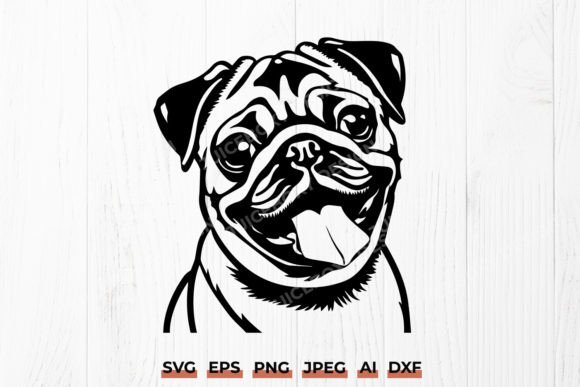 Happy Pug Face SVG Portrait
