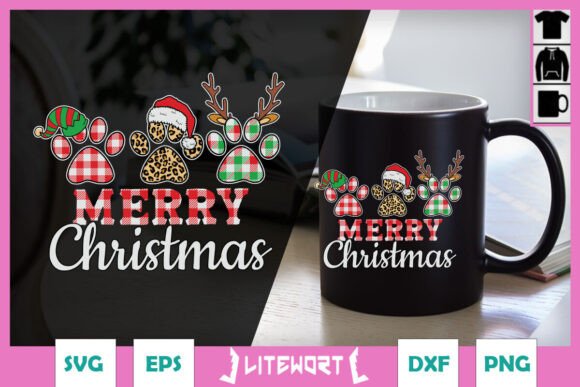 Merry Christmas Dog Paws Christmas SVG