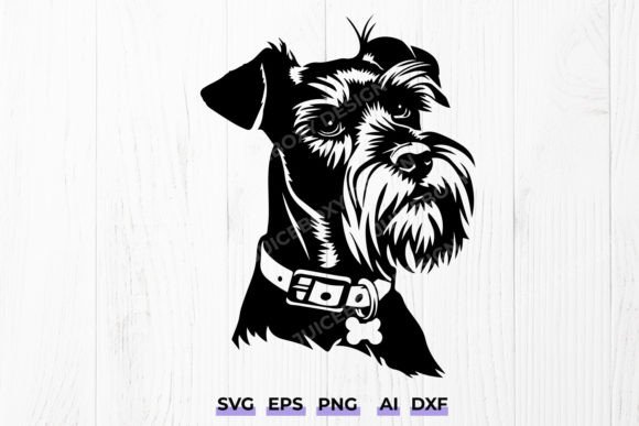 Miniature Schnauzer Dog with Collar Svg