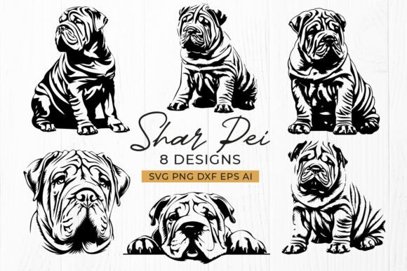 Shar Pei SVG Bundle Dog Breed Portrait