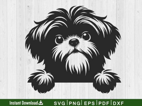 Shih Tzu Svg, Peeking Dog Silhouette